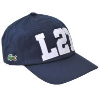 LACOSTE L27側邊品牌鱷魚LOGO刺繡圖騰棒球帽(深藍)