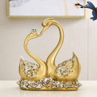 創意歐式客廳電視柜酒柜裝飾情侶天鵝擺件一對結婚禮物實用工藝品