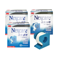 【3M Nexcare】通氣膠帶x10組 半吋/1吋(附切台 1535SP 透氣.不易過敏)