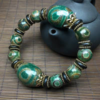 西藏三六九眼天珠手串綠龜紋老瑪瑙藏式算盤珠手鏈項鏈飾品送人