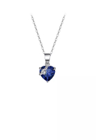 ZITIQUE 925 Sterling Silver Fashion Simple September Birthstone Heart Pendant with Dark Blue Cubic Z