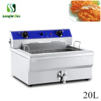 20L Stainless Steel Electric Deep Fryer Commercial French fries frying oven Frying Chip Cooker Basket for Buffalo Wings