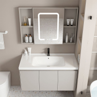 Toilet Storage Cabinet With Mirror Bathroom Sink Toilet CabGood Fast To SG inet Waterproof Stainless Steel Bathroom Cabinet With Mirror Sink Thickened Alumimum Combination Ceramic Integra Package  浴室柜