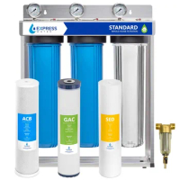 Whole House Water Filter System 3-Stage Water Filtration System with Sediment GAC Carbon Filters Spin Down Sediment Filter