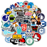50pcs Programming Stickers Geek Python Java Internet php Docker Html Bitcoin Vinyl Decals Laptop Phone Sticker for Kids Toy Gift