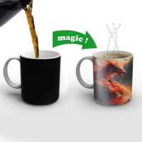 Animal Dragon Fantasy Heat Sensitive Coffee Mug Cup 350ml Magic Ceramic Color Changing Tea Cups