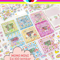 Isi 100 Lembar Mini Momo Sticker Korea Kartun Lucu ala Korea Anti Air