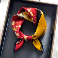 New 100% Mulberry Small Square Women's Silk Flower Korean Style All-Match Bag Shirt Decorative Scarf
