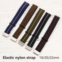 18mm 20mm 22mm Universal Elastic Nylon Watchband 60's French Army Parachute watch Strap Hook buckle Bracelet for Seiko for Rolex