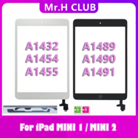 Touch For iPad Mini 1 A1432 A1454 A1455 Mini 2 A1489 A1490 A1491 Touch Screen Digitizer + IC Chip Connector Flex With Key Button
