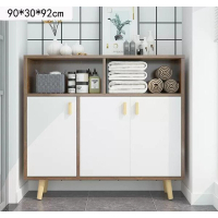 北歐鞋櫃玄關櫃 (三門櫻桃木色加白門）