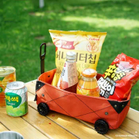 Outdoor camping storage box mini camping car tissue box DIY canvas folding trolley shopping cart grocery box snack bag