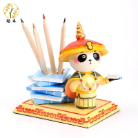 中國風特色故宮大熊貓公仔創意筆筒書擋桌面裝飾品擺件送老外禮物