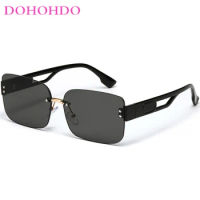 DOHOHDO Retro Rimless Men Rectangular Glasses Women Diamond Cut Vintage Sun Glasses Classic Vintage UV400 Outdoor Oculos De Sol