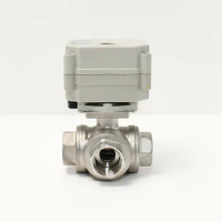 1/2 Inch DN15 Stainless Steel 3 Way L Type / T Type With Indication ON / OFF Type Electric Ball Valve