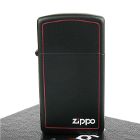 【ZIPPO】美系~LOGO字樣打火機~紅邊黑色烤漆-窄版