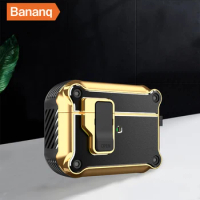 Bananq Catapult Switch With Hooks Shockproof Earphone Case For Apple Airpods 3 2 1 Pro 2 Electroplated Hardware Protective Cover