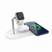 3 in 1 Magnetic Wireless Charger Station for iPhone 13 12 Pro Dual Phone With 2 Magnet Coils for Apple Watch SE 6 5 4 Airpod Pro