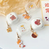 Cartoon Puppy Animal Clear Case For Samsung Galaxy Buds 2 Live Bear Keychain Cover For Galaxy Buds Pro Earphone Protective Cases