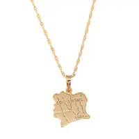 Cote D'Ivoire Map Pendant Necklace Ivory Coast Maps Necklaces Gold Color Map Jewelry For Women Men