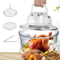 17L Glass Turbo Air Fryer Infrared Halogen Convection Oven Roaster Health 360° heating Multifunction Roaster Electric Cooker