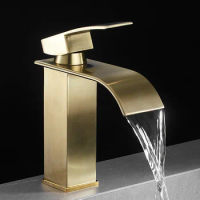 Brush Gold Basin Faucet Bathroom Single lever Hot and Cold Sink Mixer Tap Faucet 304 SUS Basin Lavtory Faucet