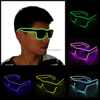 10 Colors Fashion EL Wire Neon LED Sunglasses Bar Dance DJ Bright Flashing Sun Glasses Men Light Up Eyewear