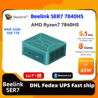 NEW Beelink SER7 AMD Ryzen 7 7840HS Gaming Mini PC Office Home Design Mini PC RAM 32GB SSD 1TB WiFi6 DP PC
