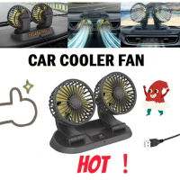 Car strong dual fan air conditioning double booster cooler 360 ° Desktop USB mini fan for car van tr