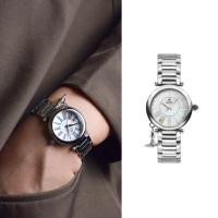 【Vivienne Westwood】銀色系 貝殼面 羅馬刻度 小裝飾設計 銀色不鏽鋼錶帶 手錶 情人節(VV006PSLSL)