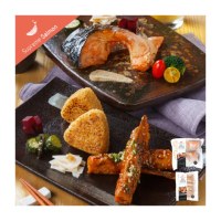 【美威鮭魚】BBQ系列四入組(精選鮭魚厚切下巴排-薄鹽口味*2+精選鮭魚肚條-薄鹽口味*2)
