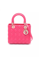 Christian Dior Pre-Loved Christian Dior LADY DIOR lady dior Canage Handbag leather pink 2WAY