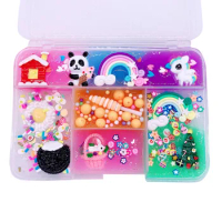 DIY Rainbow Slime Set Squishy Mixing Antistress Colorful Cute Unicorn Mermaid Candy Toys Box Richly Cartoon Model Slime Kids Toy