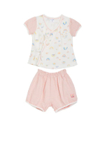 เสื้อป้ายแขนสั้น + ขาสั้น เด็กผู้หญิง รุ่น R21SAGSS04PI06 สีชมพู Size 6