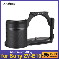 Andoer Camera Cage for Sony ZV-E10 Vlog Camera Aluminum Alloy Video Cage with Cold Shoe Mounts1/4 Inch Threads