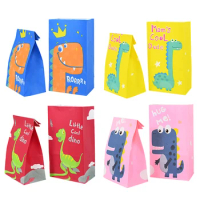 10pcs Dinosaur Goodie Candy Treat Bags Box Dino Theme Kids Birthday Roar Party Favor Baby Shower Party Dinosaur Gift Bags