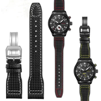 20 21 22mm Carbon Fiber Pattern Watch Strap For IWC Pilot Series IW377903 IW389108 Genuine Leather Men Waterproof Watchbands