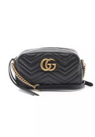 GUCCI 二奢 Pre-loved Gucci GG Marmont chain shoulder bag leather black