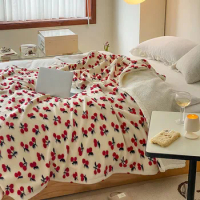 INS Daisy Jacquard Cherry Strawberry Cashmere Blanket Winter Warm Throw Blanket Cover Bedspread Gift