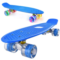 22 Inches Flashing Wheels Single Rocker Children Skateboard Mini Cruiser Penny Board Max 100kg Load Bearing