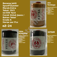 Extra Benang Jahit Jeans Bahan Tebal 20/2 500 Yard Merek EXTRA MURAH ECERAN Tersedia Warna Tembaga D