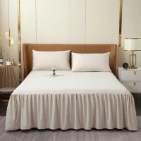 3pcs/Set Solid Color Bed Skirt Home Hotel Bed Cover Bedspread Mattress Protector Bedsheet Bedding Skirts Twin King Queen Size