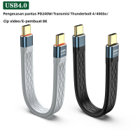 Kabel Data USB4, Jenis-C Fungsi Penuh, Kabel Rata Dwi Kepala Thunderbolt 4, Kabel Pengecasan Pantas
