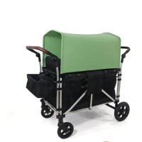 Adjustable Handle Bar 4-Passenger Pull Push Quad Stroller Wagon Safety Seats with 5-Point Harness Baby wagon Cart