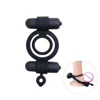 Male Delay Ring Dual Motor Couple Co-Shock Double Headed Locking Cum Ring Penis Binding Ring 18+ Adult Products Male Sex Toys