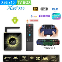 7T STICK X96 X10 TV Box Android 11 DDR4 Amlogic S928X Support 8K USB3.0 5G Wifi 1000M LAN BT5.2 vs H96 max v58 Smart tv box