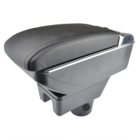 For Mitsubishi Mirage Space Star 2014 - 2018 Storage Box Armrest Arm Rest Dual Layer Black Leather Ashtray