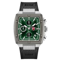 DUCATI DTWGC0003401 CARDIO Chronograph Black Silver Silicone Combi Leather Strap Men's Watches