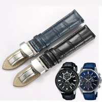Leather strap FOR Casio MDV106-1A EDIFICE 527 550 LINEAGE-MAN Men's wristband 20mm22mmBlack Blue bracelet