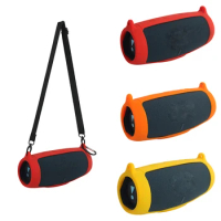 Silicone Case Cover for JBL Charge 5 Bluetooth Speaker, Travel Carrying Protective with Shoulder Strap and Carabiner
